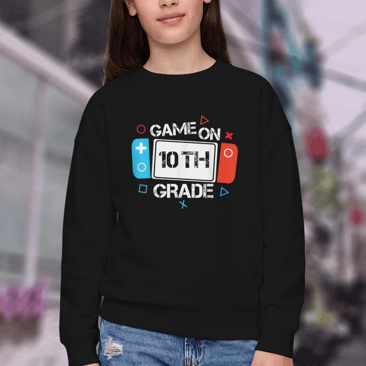 Back To School Game On 10th Grade Gamer Kids Boys Girl Youth Crewneck Sweatshirt