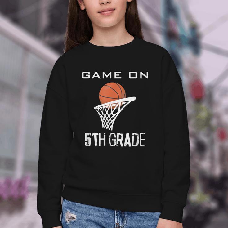 Back To School Game On 5th Grade Basketball Kids Youth Crewneck Sweatshirt