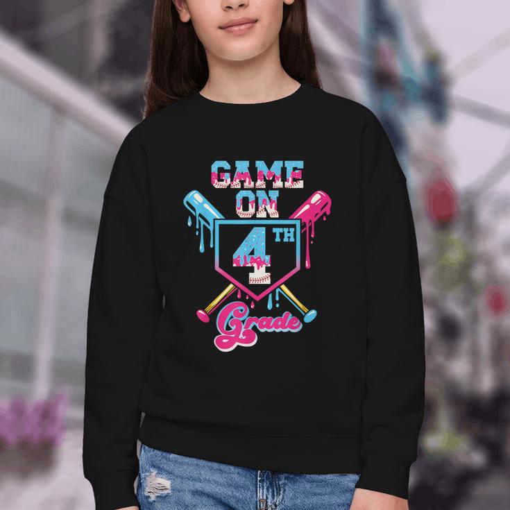 Back To School Game On Fourth Grade Baseball First Day Boys Youth Crewneck Sweatshirt Back To School Game On Fourth Grade Baseball First Day Boys Youth Crewneck Sweatshirt