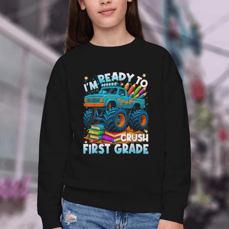 Back To School Ready To Crush 1st Grade Monster Truck Boys Youth Crewneck Sweatshirt Back To School Ready To Crush 1st Grade Monster Truck Boys Youth Crewneck Sweatshirt