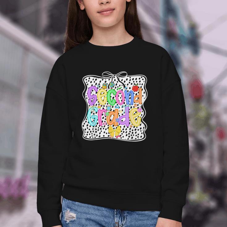 Back To School Second Grade Girls 2nd Grade Dalmatian Dots Youth Crewneck Sweatshirt Back To School Second Grade Girls 2nd Grade Dalmatian Dots Youth Crewneck Sweatshirt