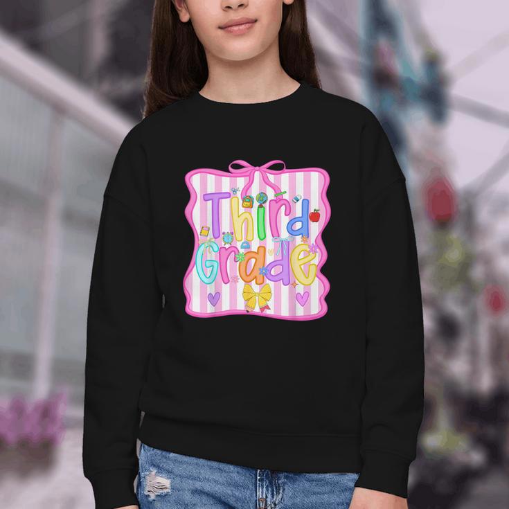 Back To School Third Grade Girls Coquette Bow 3rd Grade Kids Youth Crewneck Sweatshirt Back To School Third Grade Girls Coquette Bow 3rd Grade Kids Youth Crewneck Sweatshirt