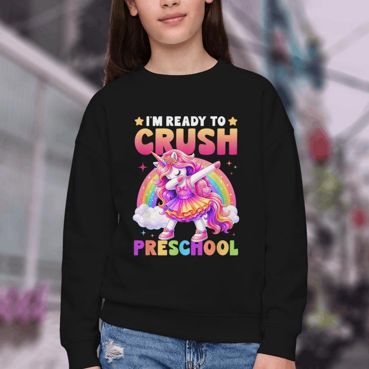 Back To School Unicorn Girls I'm Ready To Crush Preschool Youth Crewneck Sweatshirt Back To School Unicorn Girls I'm Ready To Crush Preschool Youth Crewneck Sweatshirt