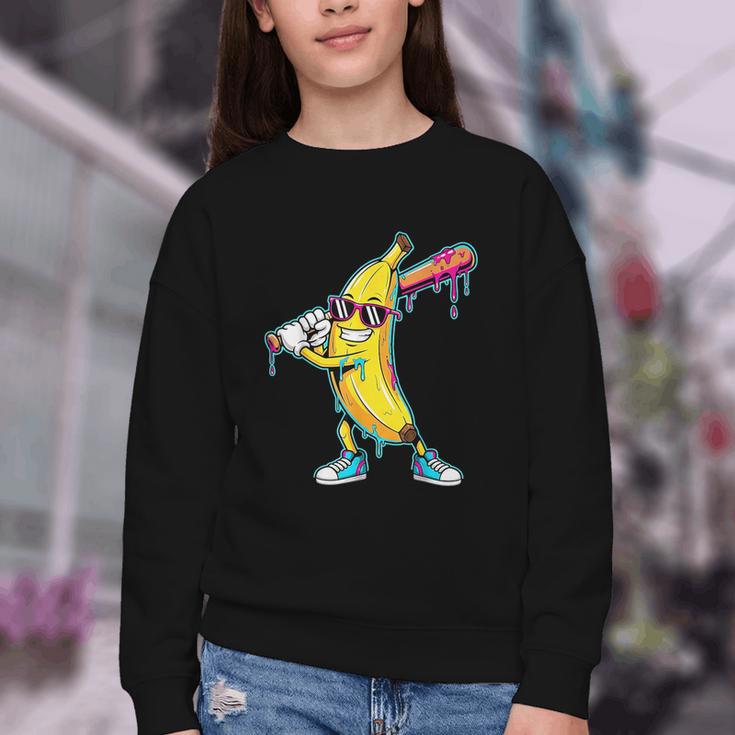Banana Baseball Drip Kids Youth Boys Girls Youth Crewneck Sweatshirt Banana Baseball Drip Kids Youth Boys Girls Youth Crewneck Sweatshirt
