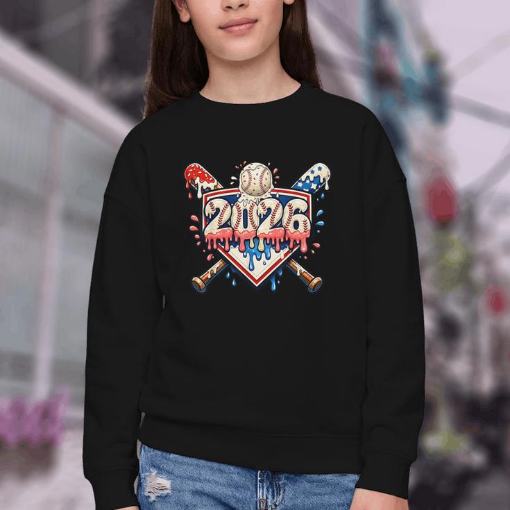 Baseball 2026 Ice Cream Drip Bats For Boys Birthday Graphic Youth Crewneck Sweatshirt Baseball 2026 Ice Cream Drip Bats For Boys Birthday Graphic Youth Crewneck Sweatshirt