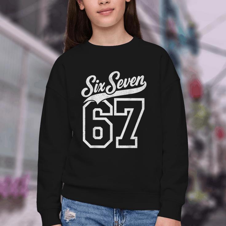 Baseball 6 7 Number 67 Six Seven Meme Boys Youth Kids Youth Crewneck Sweatshirt