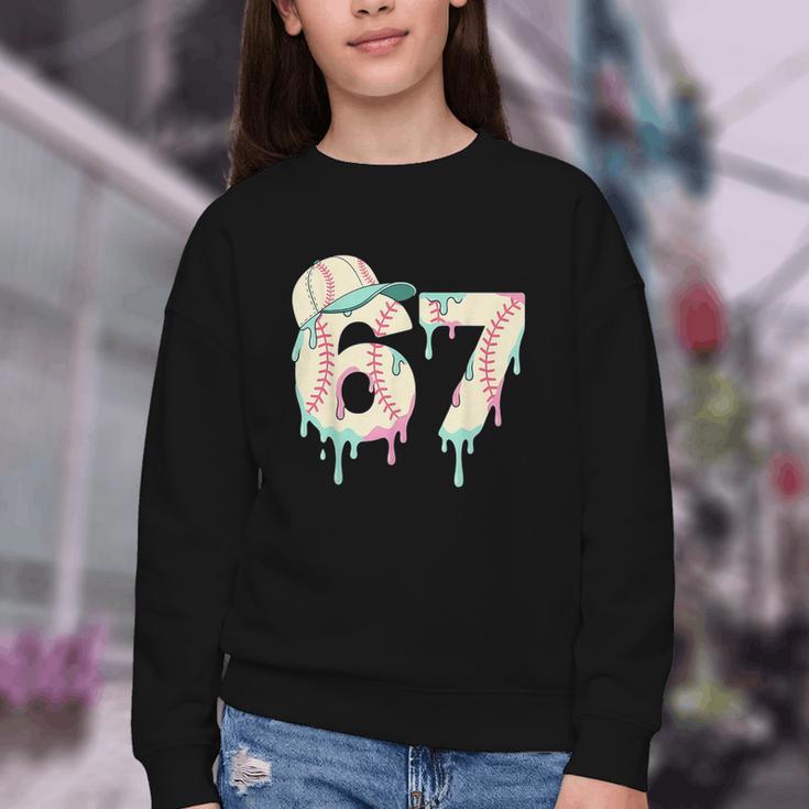 Baseball 67 Drip Six Seven Baseball Dripping Boys Kids Youth Crewneck Sweatshirt