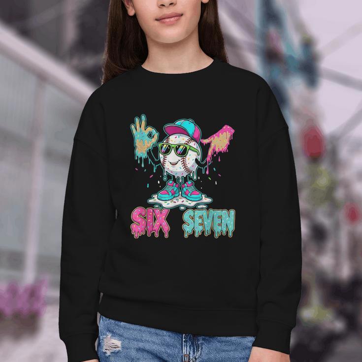 Baseball 67 Drip Six Seven Hand Signs Ice Cream Meme Youth Crewneck Sweatshirt Baseball 67 Drip Six Seven Hand Signs Ice Cream Meme Youth Crewneck Sweatshirt
