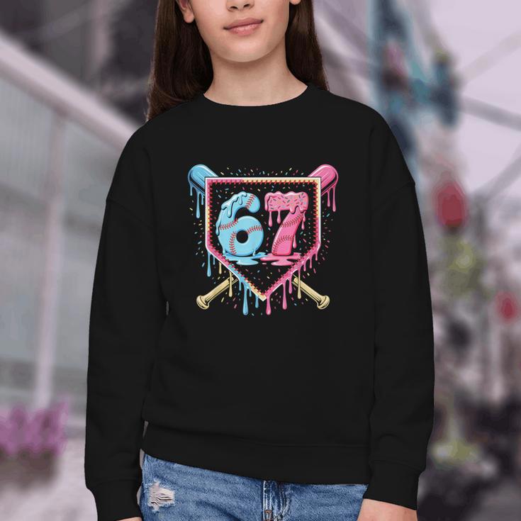 Baseball 67 Ice Cream Drip Six Seven Meme Boy Girl Kid Youth Crewneck Sweatshirt Baseball 67 Ice Cream Drip Six Seven Meme Boy Girl Kid Youth Crewneck Sweatshirt
