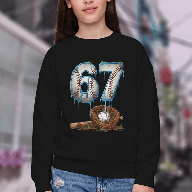 Baseball 67 Six Seven Meme 6-7 Drip Baseball Boys Men Youth Crewneck Sweatshirt