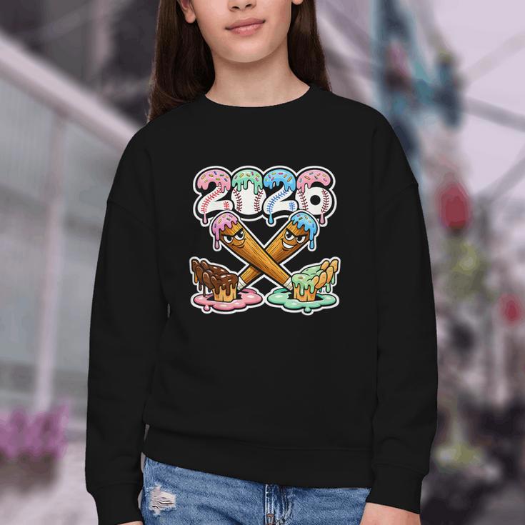 Baseball Bat 2026 Hands Drip Boys Ice Cream Dripping Youth Youth Crewneck Sweatshirt