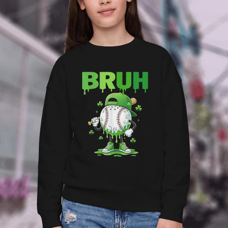 Baseball Bruh Drip Ice Cream Youth Boy St Patricks Day Youth Crewneck Sweatshirt