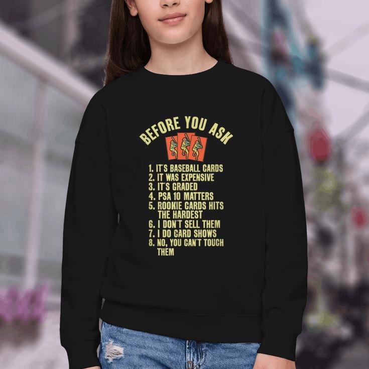 Baseball Card Collector Baseball Card Trading Youth Crewneck Sweatshirt
