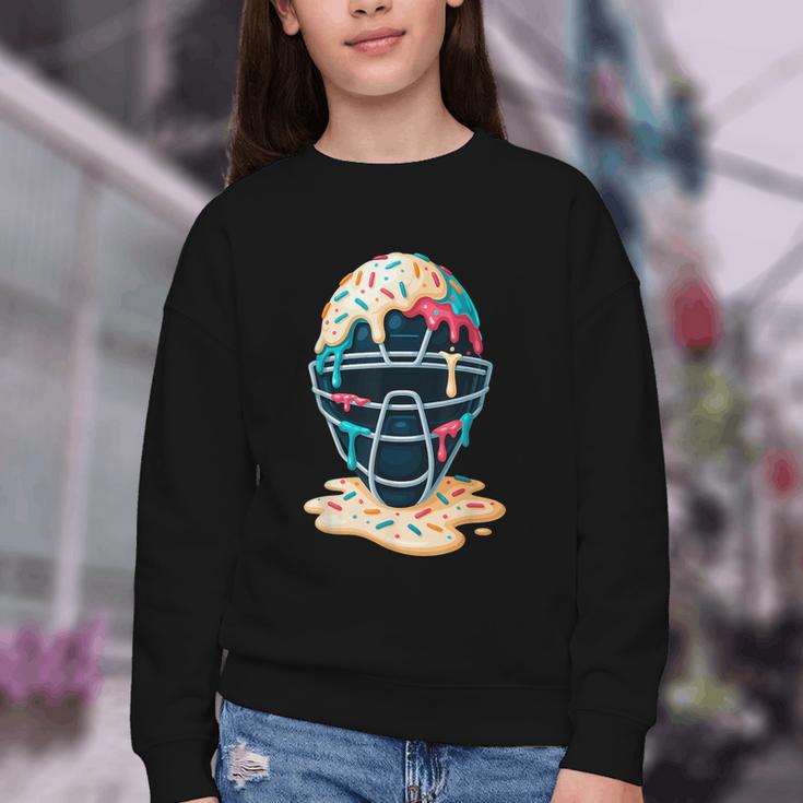 Baseball Catcher Mask Ice Cream Dripping Baseball Boy Youth Youth Crewneck Sweatshirt Baseball Catcher Mask Ice Cream Dripping Baseball Boy Youth Youth Crewneck Sweatshirt
