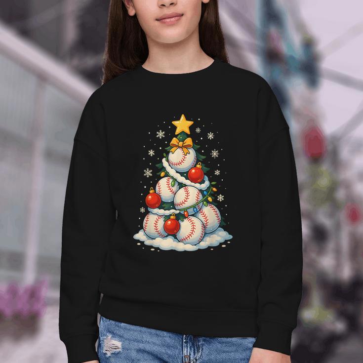 Baseball Christmas Tree Lights Santa Sport Player Lover Xmas Youth Crewneck Sweatshirt Baseball Christmas Tree Lights Santa Sport Player Lover Xmas Youth Crewneck Sweatshirt