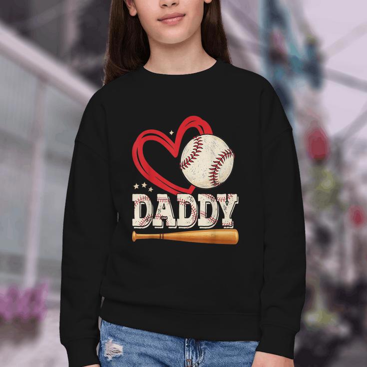 Baseball Daddy Baseball Heart Family Matching Youth Crewneck Sweatshirt