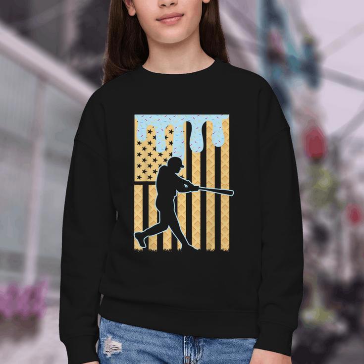 Baseball Drip Boys Dripping Ice Cream Baseball American Flag Youth Crewneck Sweatshirt Baseball Drip Boys Dripping Ice Cream Baseball American Flag Youth Crewneck Sweatshirt