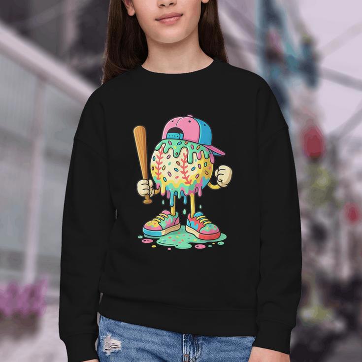 Baseball Drip For Boys Ice Cream Drip Baseball Sport Youth Crewneck Sweatshirt Baseball Drip For Boys Ice Cream Drip Baseball Sport Youth Crewneck Sweatshirt