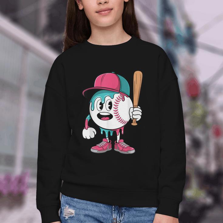 Baseball Drip Boys Ice Cream Youth Youth Crewneck Sweatshirt