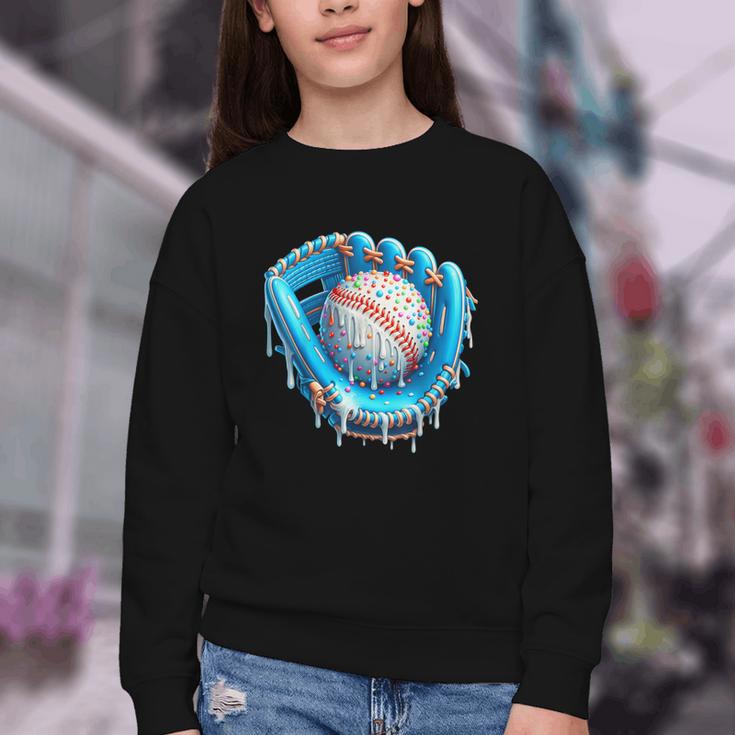 Baseball Drip Ice Cream Glove With Sprinkles Ball Boys Youth Youth Crewneck Sweatshirt