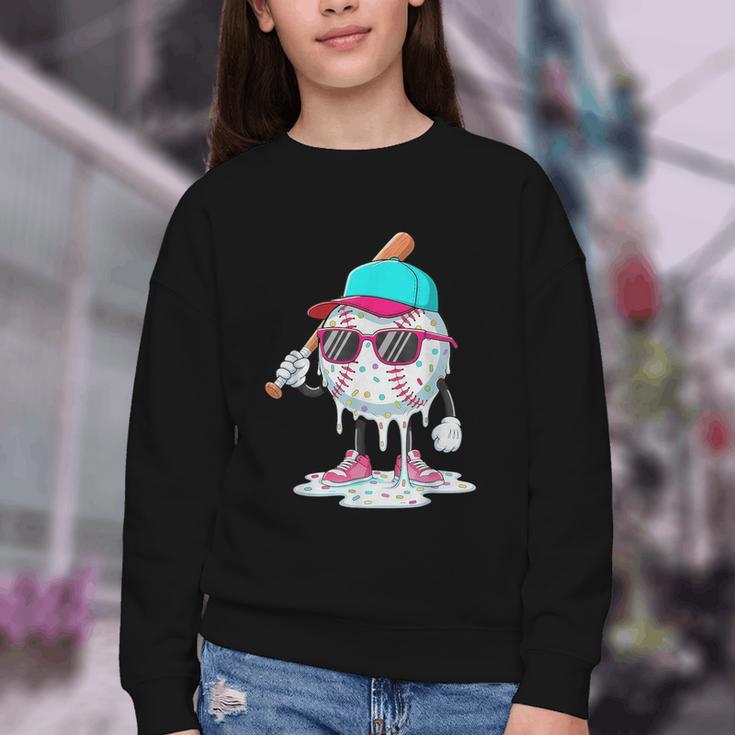 Baseball Drip Ice Cream Lifestyle Sprinkless Boy Kid Youth Crewneck Sweatshirt