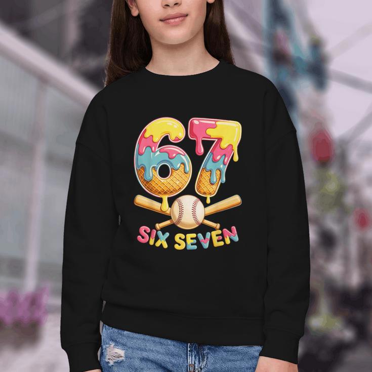 Baseball Drip Ice Cream Number 67 Player Lifestyle Youth Crewneck Sweatshirt Baseball Drip Ice Cream Number 67 Player Lifestyle Youth Crewneck Sweatshirt