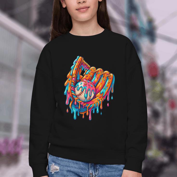 Baseball Drip Ice Cream Sprinkles Baseball Glove For Boys Youth Crewneck Sweatshirt Baseball Drip Ice Cream Sprinkles Baseball Glove For Boys Youth Crewneck Sweatshirt