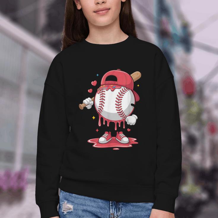 Baseball Drip Icecream Boy Kids Valentine Youth Crewneck Sweatshirt