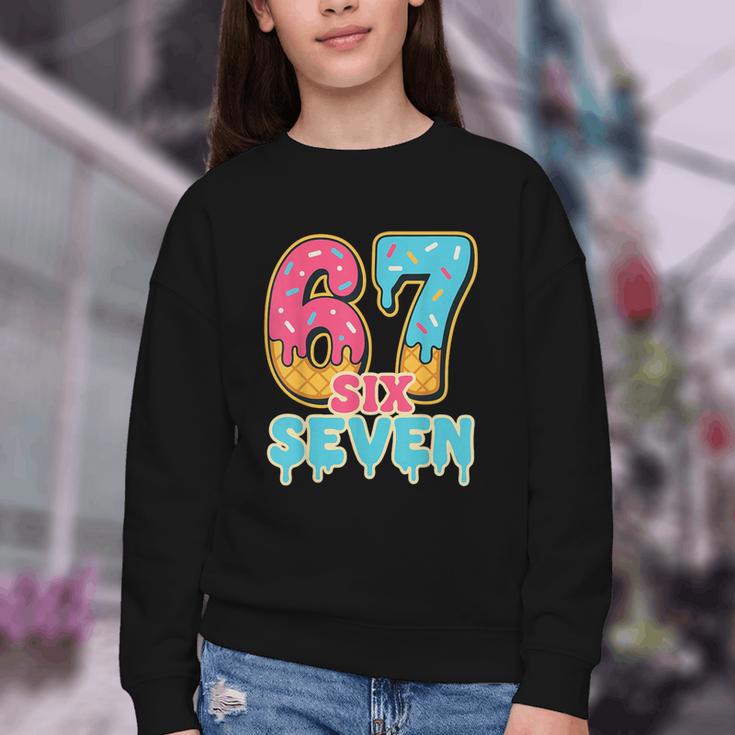 Baseball Drip Number 67 Player Trendy 6 7 Meme Youth Crewneck Sweatshirt