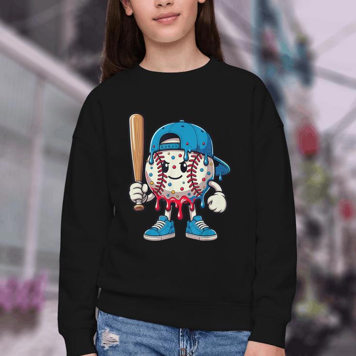 Baseball Drippy Style Apparel For Boys Youth Cool Baseball Youth Crewneck Sweatshirt