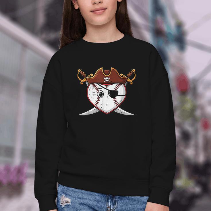 Baseball Heart Pirate Hat Crossed Swords Men Boys Kids Youth Youth Crewneck Sweatshirt Baseball Heart Pirate Hat Crossed Swords Men Boys Kids Youth Youth Crewneck Sweatshirt