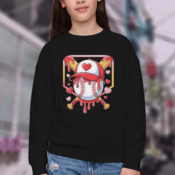 Baseball Heart Valentines Day Baseball Ice Cream Drip Boys Youth Crewneck Sweatshirt Baseball Heart Valentines Day Baseball Ice Cream Drip Boys Youth Crewneck Sweatshirt