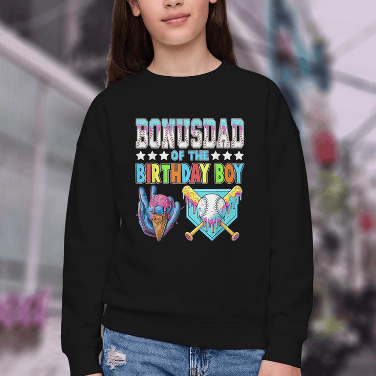 Baseball Ice Cream Drip Bonus Dad Of The Birthday Boy Youth Crewneck Sweatshirt Baseball Ice Cream Drip Bonus Dad Of The Birthday Boy Youth Crewneck Sweatshirt