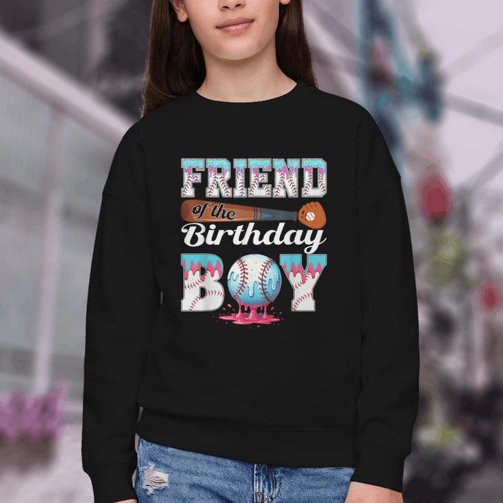 Baseball Ice Cream Drip Friend Of The Birthday Boy Youth Crewneck Sweatshirt