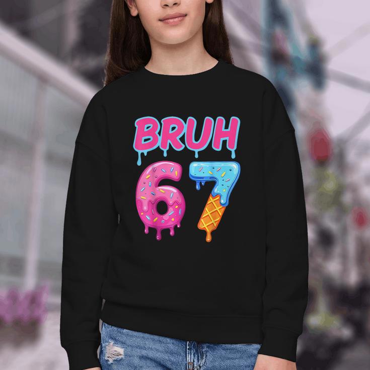 Baseball Ice Cream Drip Number 67 Player Or 67th Birthday Youth Crewneck Sweatshirt Baseball Ice Cream Drip Number 67 Player Or 67th Birthday Youth Crewneck Sweatshirt