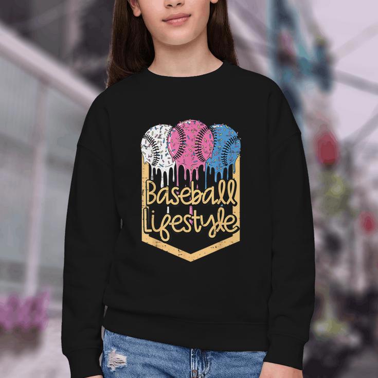 Baseball Lifestyle Ball Sprinkles Drip Boys Kids Men Teen Youth Crewneck Sweatshirt