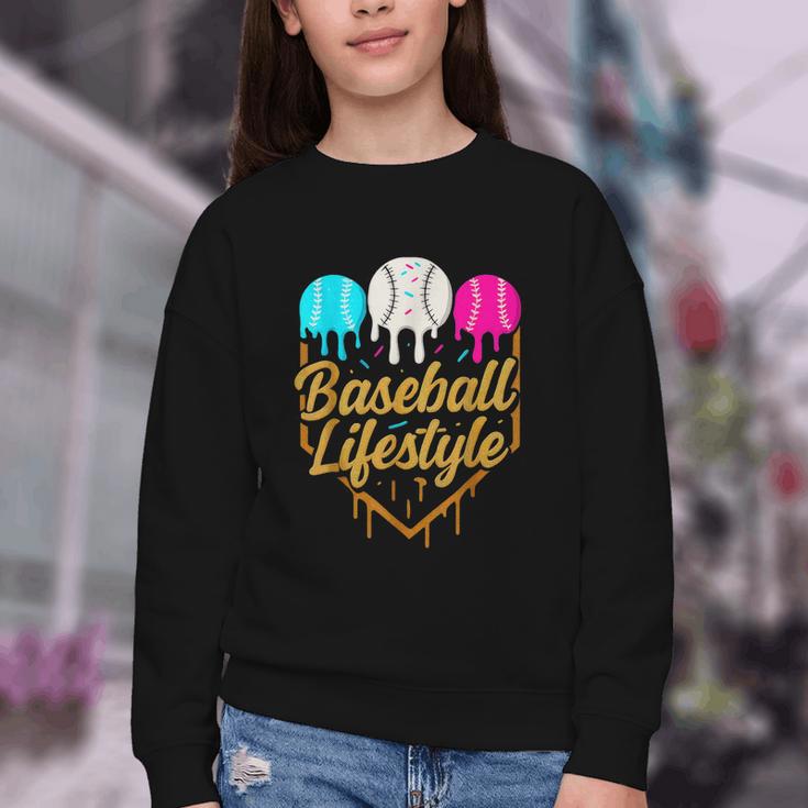 Baseball Lifestyle Baseball Drip Icecream Youth Crewneck Sweatshirt