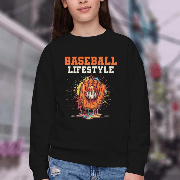Baseball Lifestyle Ice Cream Drip Baseball Glove Crossed Bat Youth Crewneck Sweatshirt Baseball Lifestyle Ice Cream Drip Baseball Glove Crossed Bat Youth Crewneck Sweatshirt