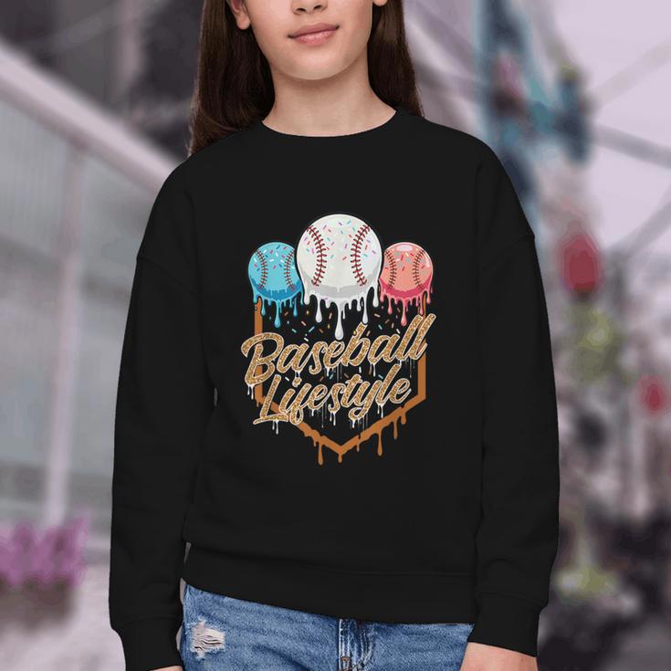 Baseball Lifestyle Baseball Lover Player Baseballer Youth Crewneck Sweatshirt