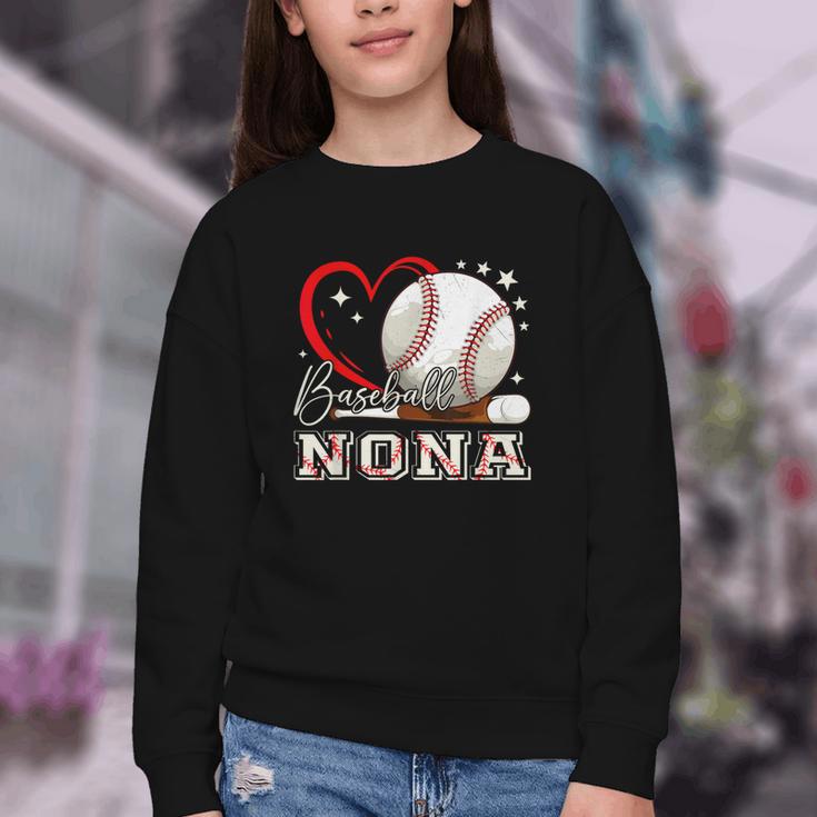 Baseball Nona Family Matching Cute Baseball Lover Youth Crewneck Sweatshirt