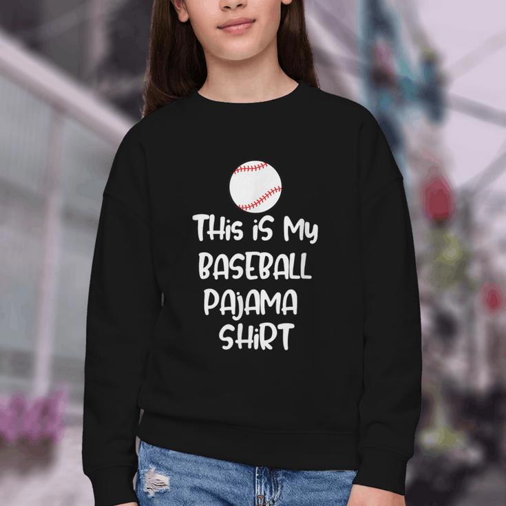 This Is My Baseball Pajama Shirt For Players Teens Boys Girl Youth Crewneck Sweatshirt