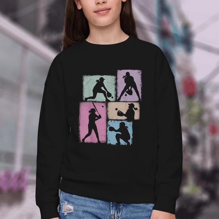 Baseball Player Collage Women Kids Coach Youth Girl Youth Crewneck Sweatshirt