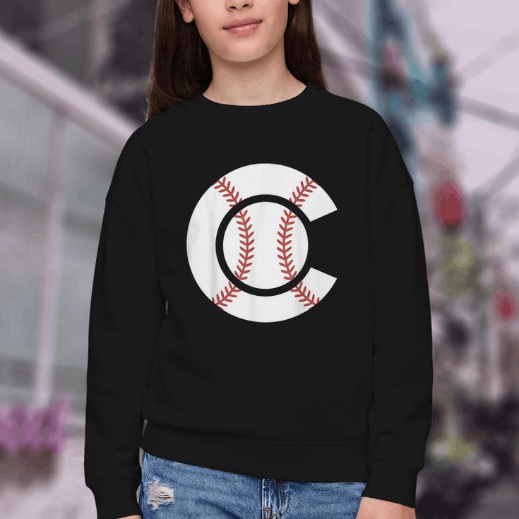 Baseball Sport Player Graphic Monogram Initial Letter C Youth Crewneck Sweatshirt Baseball Sport Player Graphic Monogram Initial Letter C Youth Crewneck Sweatshirt