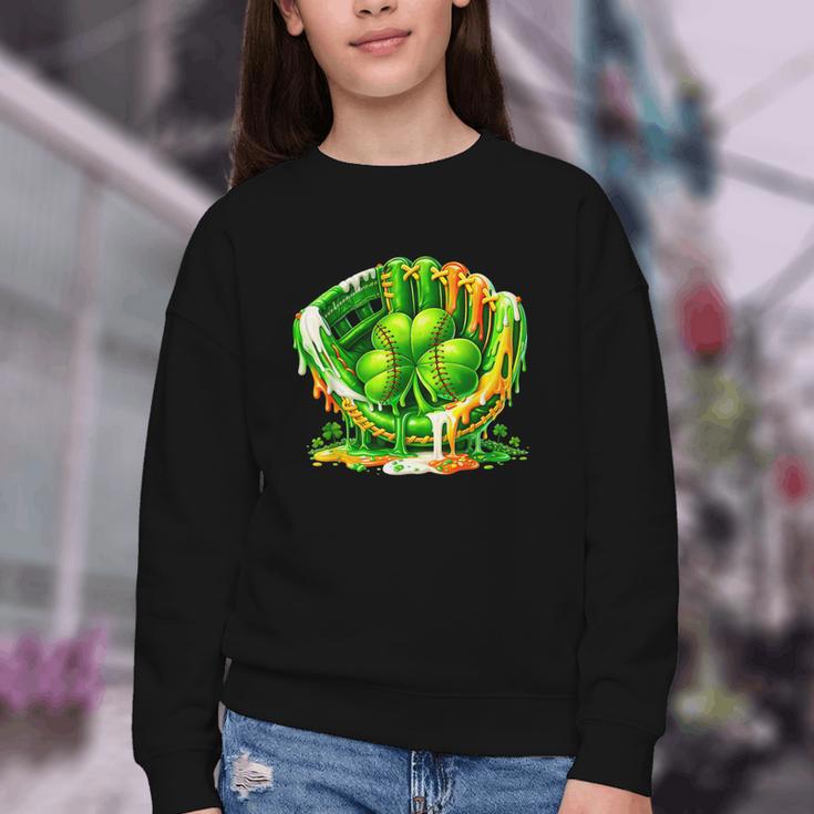 Baseball St Patricks Day Carnival Party Ice Cream Drip Boys Youth Crewneck Sweatshirt