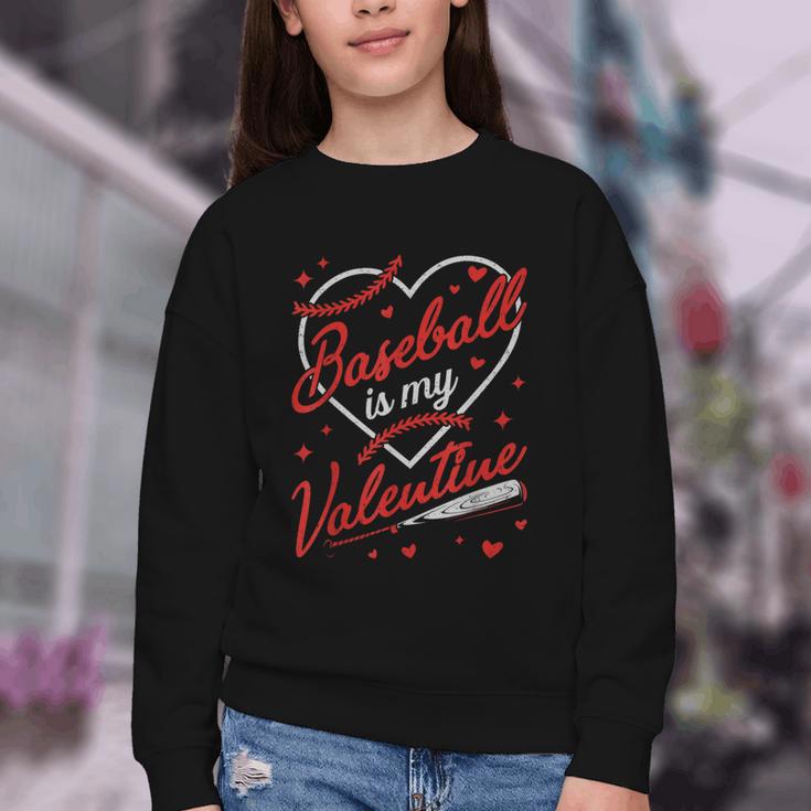 Baseball Is My Valentine Coach Player Lovers Cool Sport Love Youth Crewneck Sweatshirt
