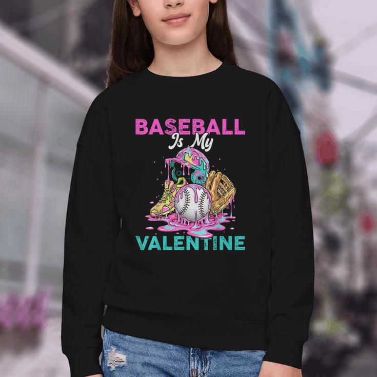 Baseball Is My Valentine Ice Cream Drip Crossed Bats Sport Youth Crewneck Sweatshirt Baseball Is My Valentine Ice Cream Drip Crossed Bats Sport Youth Crewneck Sweatshirt