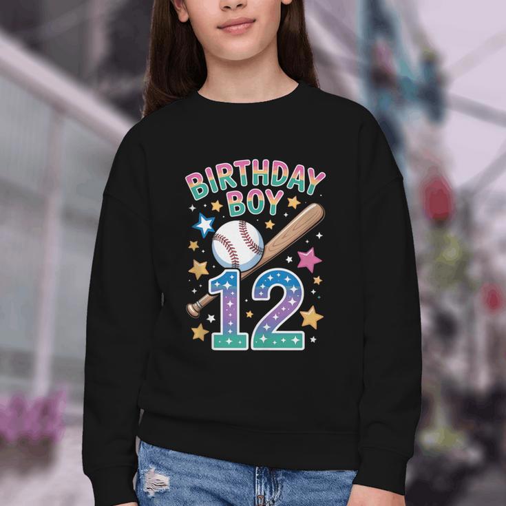 Birthday Boy 12th Birthday Baseball Youth Crewneck Sweatshirt
