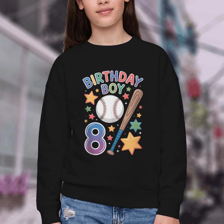 Birthday Boy 8th Birthday Baseball Youth Crewneck Sweatshirt Birthday Boy 8th Birthday Baseball Youth Crewneck Sweatshirt
