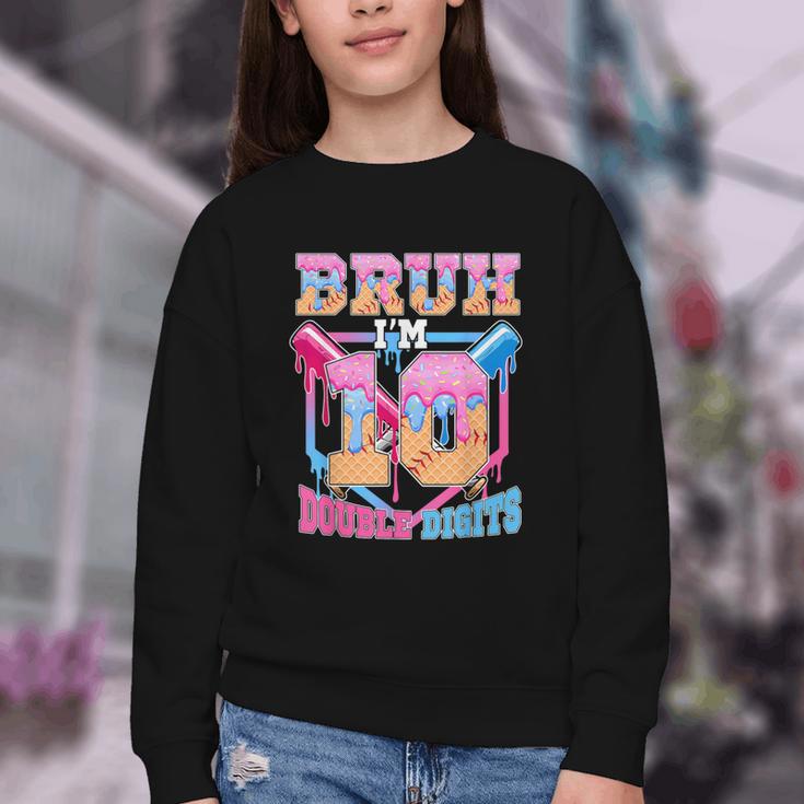 Boys 10 Double Digits 10th Birthday Ice Cream Baseball Drip Youth Crewneck Sweatshirt Boys 10 Double Digits 10th Birthday Ice Cream Baseball Drip Youth Crewneck Sweatshirt