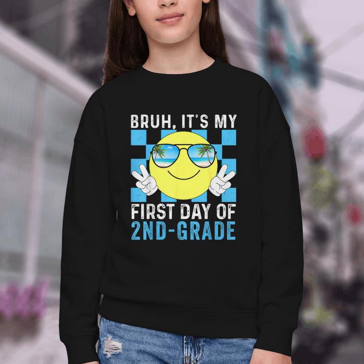 Bruh It's My First Day Of 2nd-Grade Back To School Kids Boys Youth Crewneck Sweatshirt Bruh It's My First Day Of 2nd-Grade Back To School Kids Boys Youth Crewneck Sweatshirt
